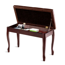 Klavierbank mit Stauraum, Massivholz, 75 x 35 x 49 cm, Braun