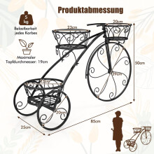 Metall-Pflanzenständer im Fahrrad-Design, 3 Körbe, Schwarz