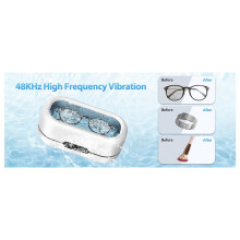 Ultrasonic Jewelry Cleaner 48KHz Cleaner for Jewelry Eyeglasses Rings Watch Strap Dentures-Dual Cleaning Modes EU Plug