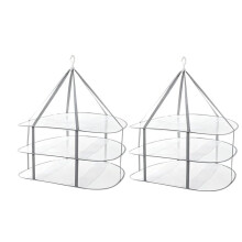 2 Pièces de Séchoir à Vêtements en Maille Pliable à 3 Niveaux, Séchoir à Pull Empilable avec Fixation Interne, Portable à Suspendre