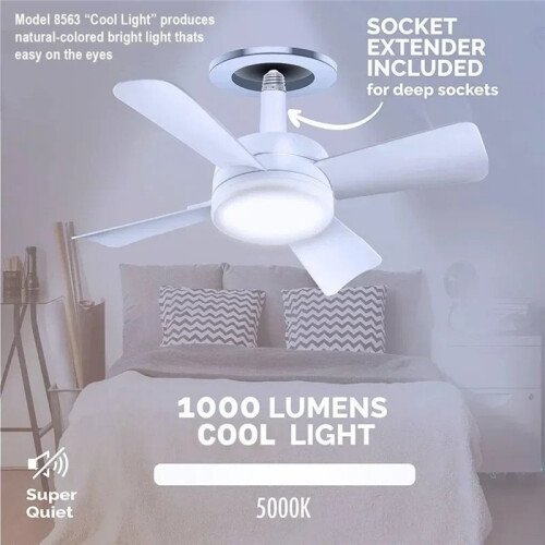 Socket Fan Light with Remote Control, Portable, Easy to Install Ceiling Fan Replacement for Bedroom, Kitchen,Living Room 2