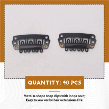40pcs U-shaped clamp For Hair Extensions Wig Clips DIY Comb Black Frame