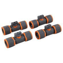 4pcs Connecteur Rapide Double Extrémité avec Robinet D'Arrêt - Adaptateur Universel de Tuyau de Jardin pour Pulvérisateurs et Arrosage