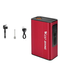 WEST BIKING Electric Automatic Air Pump Portable Digital Inflator 120PSI 1500mAh Universal US French UK Valve Red
