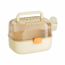 Portable Hamster Carrier Cage Small Animal Travel Cage with Water Bottle Outdoor Pet Carrying Box Yellow