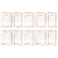 Paquete de 10 Bolsas de Regalo de Plástico Transparente con Asas, Bolsas Reutilizables para Cumpleaños, Bodas, Regalos de Baby Shower Rosas
