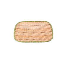 Assiette à Légumes en Mélamine Tissée en Bambou, Plat de Service pour Barbecue Vert, Plusieurs Styles pour une Utilisation en Restaurant M