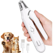 2-in-1 Dog Nail Grinder & Dog Nail Clippers Trimmers for Large Medium Small Dogs Cats Pets Claw Trimmer with LED White