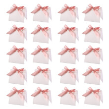 StoBag 20pcs Paper Candy Box Gift with Ribbon Blank Small Packaging for Cookies Chocolate Storage White