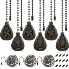 6 Ceiling Fan Pull Chain Set Including Decorative Fan Pull Chain Pendant,Fans Pulls Chains Extension,Connectors
