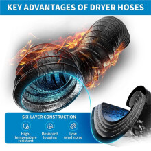 Dryer Vent Hose for Tight Space Exhaust Duct Hose with Dryer 90 Degree Elbow & Rubber Seal Connectors