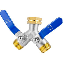 Diviseur de Tuyau 2 Voies, Diviseurs de Tuyau de Jardin, Diviseur de Tuyau D'Eau en Laiton pour RV, Connecteur de Tuyau Double, Filetage GHT de 3/4