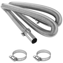 47.2" Heater Exhaust Pipe,1" ID Stainless Steel Flexible Exhaust Tubing with 2 Hose Clamps for Air Heater