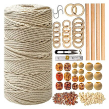 Macrame Kit for Beginners 227pcs, 3mm Cotton Cord , Wall Hanging & Plant Hanger DIY Kit for Adults