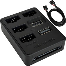 Multi-Port Interner USB-Hub - 5 Interne USB 2.0- - Motherboard USB-Splitter 9Pin USB 2.0 Header-Splitter