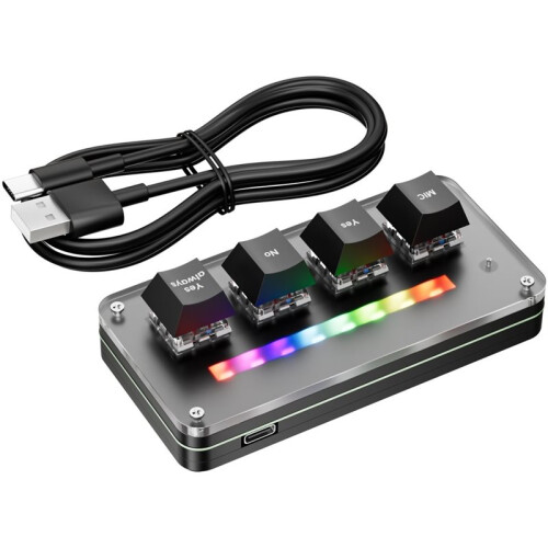 4 Key Customize Wired Voice Input Keyboard Macro Knob Copy Paste Shortcut Key Keyboard Vibecoding Keyboard 1