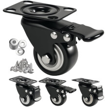 Conjunto de 4 Rodas Giratórias de 2" - Rodas de Placa Giratória Pesada com Bloqueio Sem Ruído, Rodas para Móveis, Carrinho, Bancada de Trabalho
