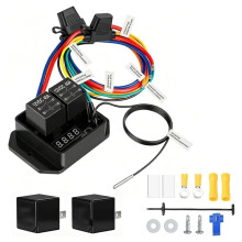 Digital Electric Radiator Double Fan Controller Set,12V/24V Universal Fan Thermal ,Adjustable 40C to 110C