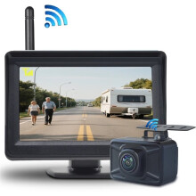 Wireless 4.3" Monitor Backup Reversing Camera Rear Night Vision View Parking Support for 12V/24V Truck Bus Car RV