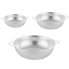 All Purpose Stainless Steel Fine Mesh Strainer Net Baskets with Handles Resting Base Colander Set Kitchen Supplies