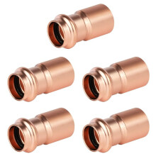 Pack of 5 Foskan 1" X 3/4" Copper Press Reducer Bushing, Press-to-Connect Fittings for Copper Pipe