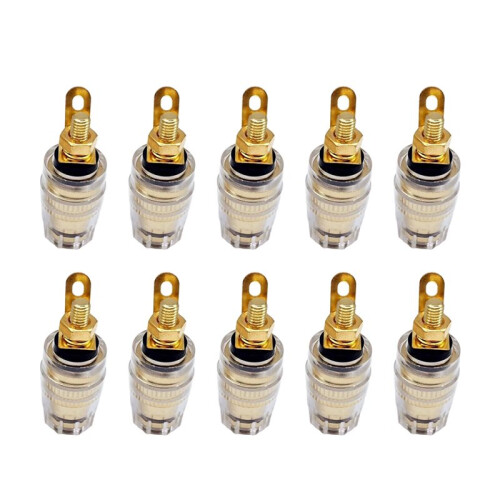 10pcs 4mm Crystal Binding Post Banana Plug Socket Connectors Gold Plated Audio Post Mounts B