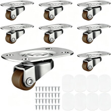 1/2 Inch Swivel Caster Wheels Set of 8, 360 Bearing Quiet Rolling Wheels Low Profile for DIY Projects Kitchen