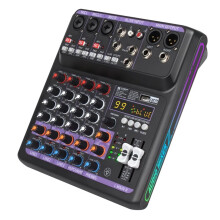 5-Kanals HD Ljudmixer Ljudkort DSP 48V Fantomkraft HiFi Brusreducering för Live Streaming PC-Inspelning KTV EU