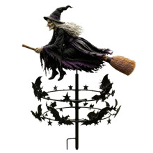 Halloween Witch Iron Weather Vane, Metal Wind Indicator Waterproof Roof Yard Garden Lawn Decor Ornament