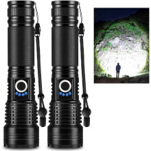 2pcs High-Power LED Flashlight, Ultra-Bright with 5 Modes, Perfect for Outdoor Camping.