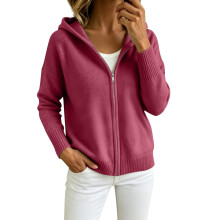Cardigan à manches longues en tricot côtelé avec-Bourgogne S