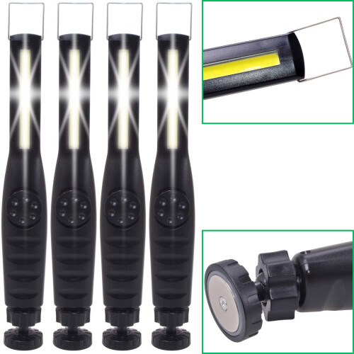4x Werkstatt-Handlampe 5W COB LED Magnet + Bügel