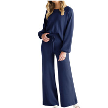 Women's two-piece tracksuit set: loose-fitting knit-Blue XL