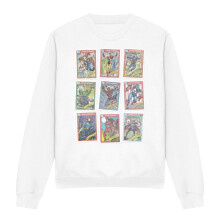 (M, White) Marvel Unisex Adult Trading Card Grid Retro Weave Long-Sleeved Sweatshirt