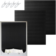 2 Pcs Temporary Window Blinds 23.6" X 71" Self Adhesive Pleated Window Shades with Clips Light for Doors Bedroom Living
