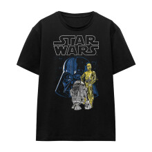 (L, Black) Star Wars Womens/Ladies Vader And Droids T-Shirt