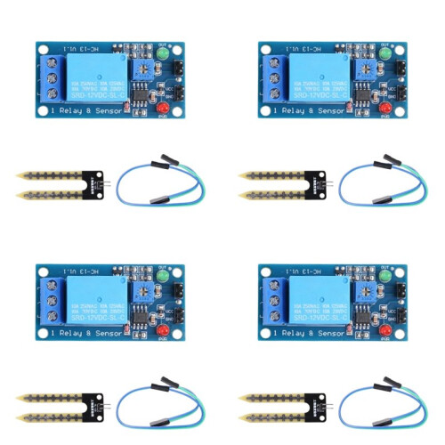 4X  12V Soil Moisture Sensor Relay Control Module Automatic Watering of the Humidity Starting