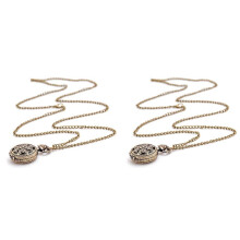 2X Retro Mode Weinlese Bronze Quarz Taschenuhr Halskette Kette (Lotus)