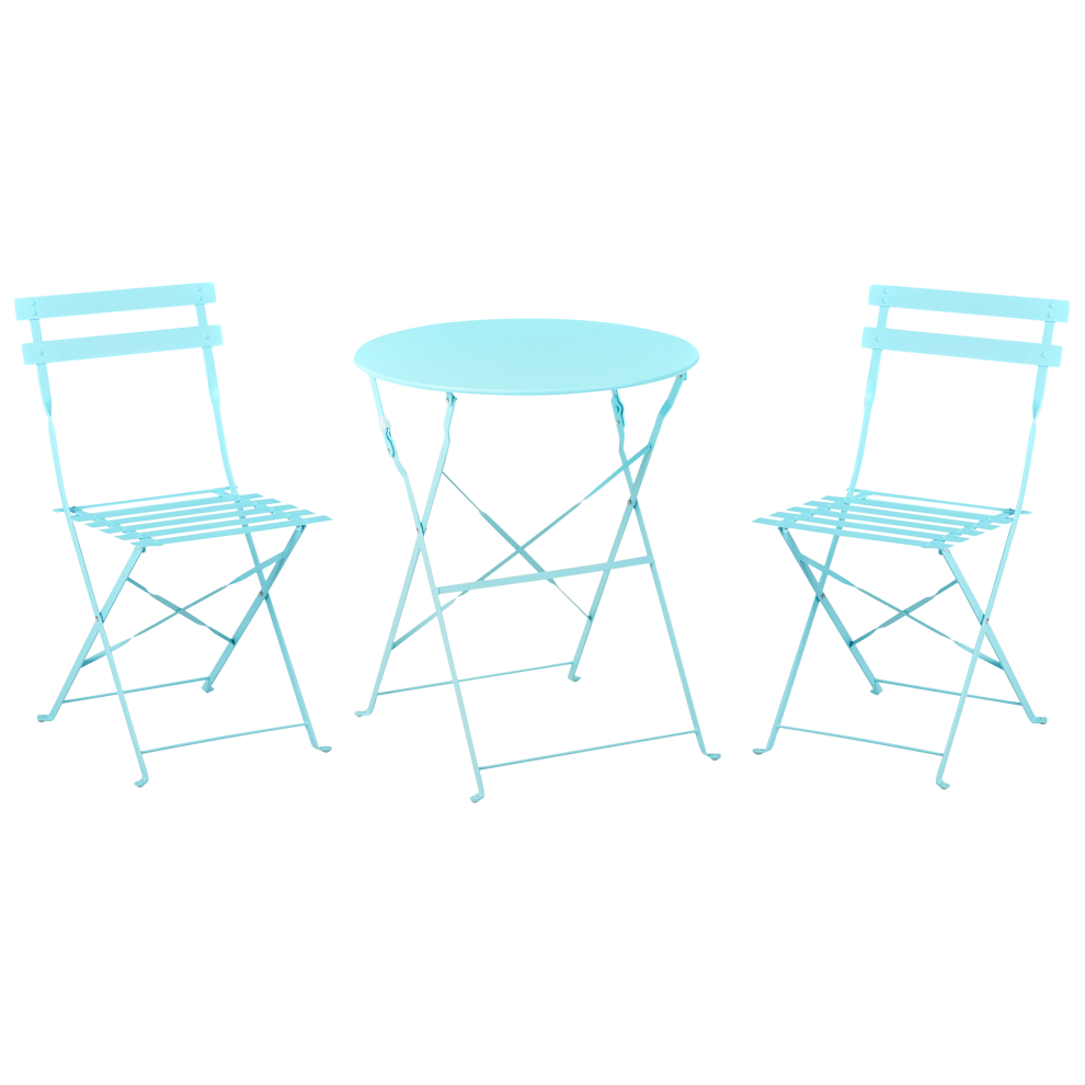 Beliani Bistro Set Folding Fiori Metal Turquoise