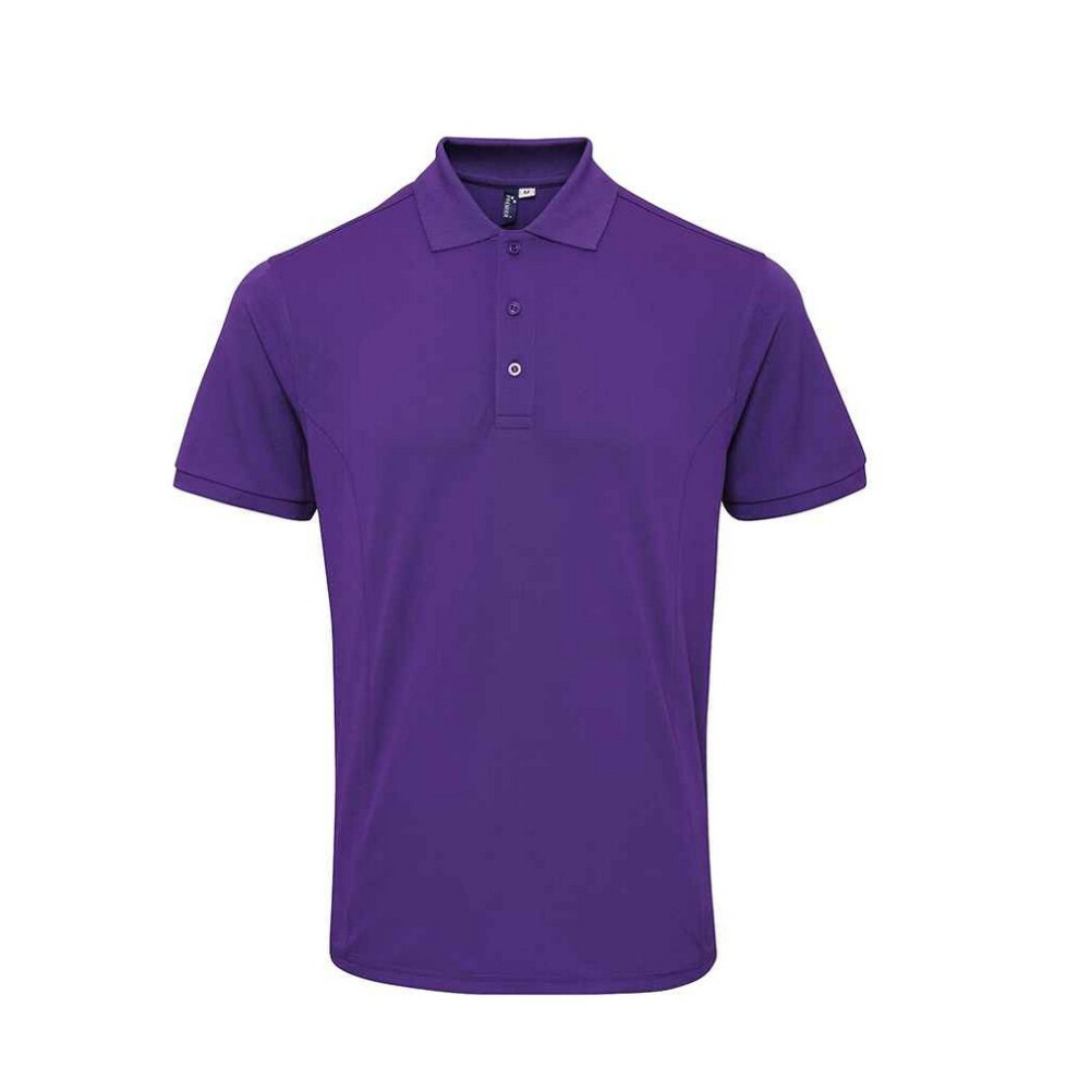 Premier (M, Purple) Mens Coolchecker Plus Piqu Polo Shirt