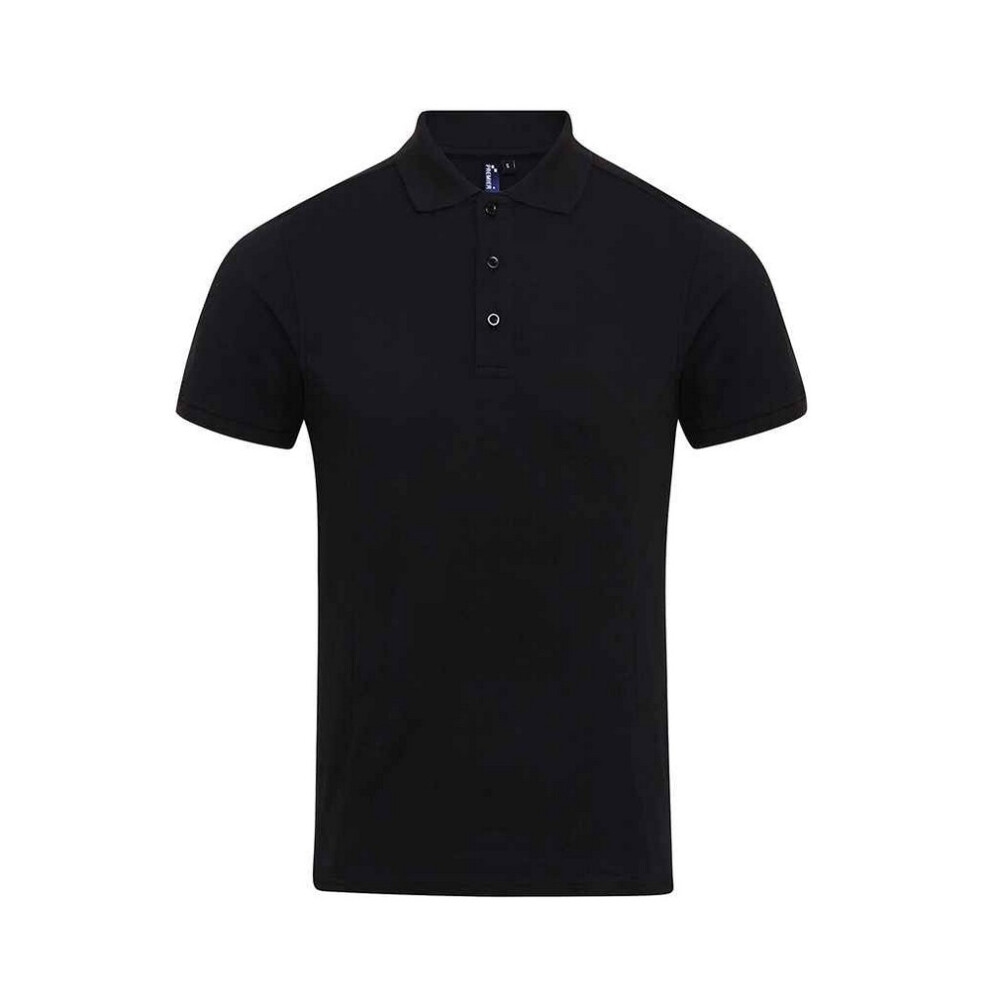 Premier (M, Black) Mens Coolchecker Plus Piqu Polo Shirt