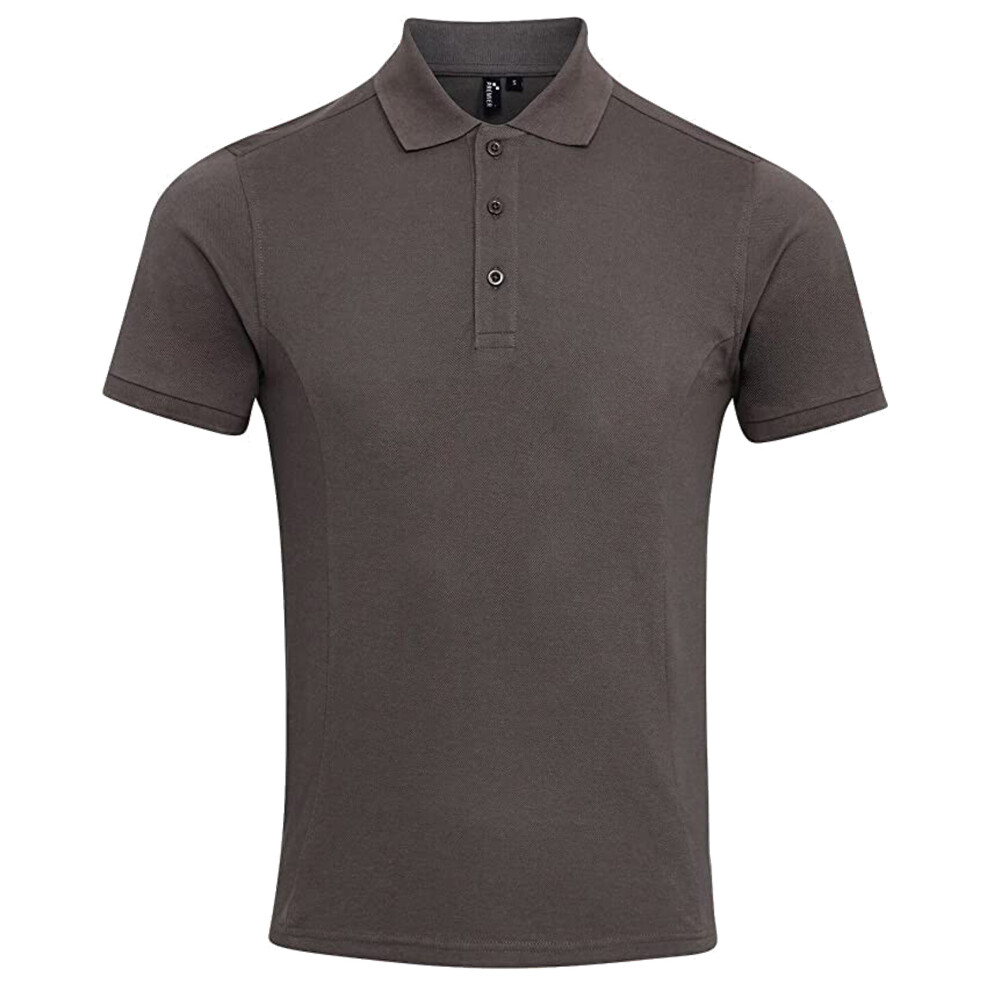 Premier (M, Dark Grey) Mens Coolchecker Plus Piqu Polo Shirt