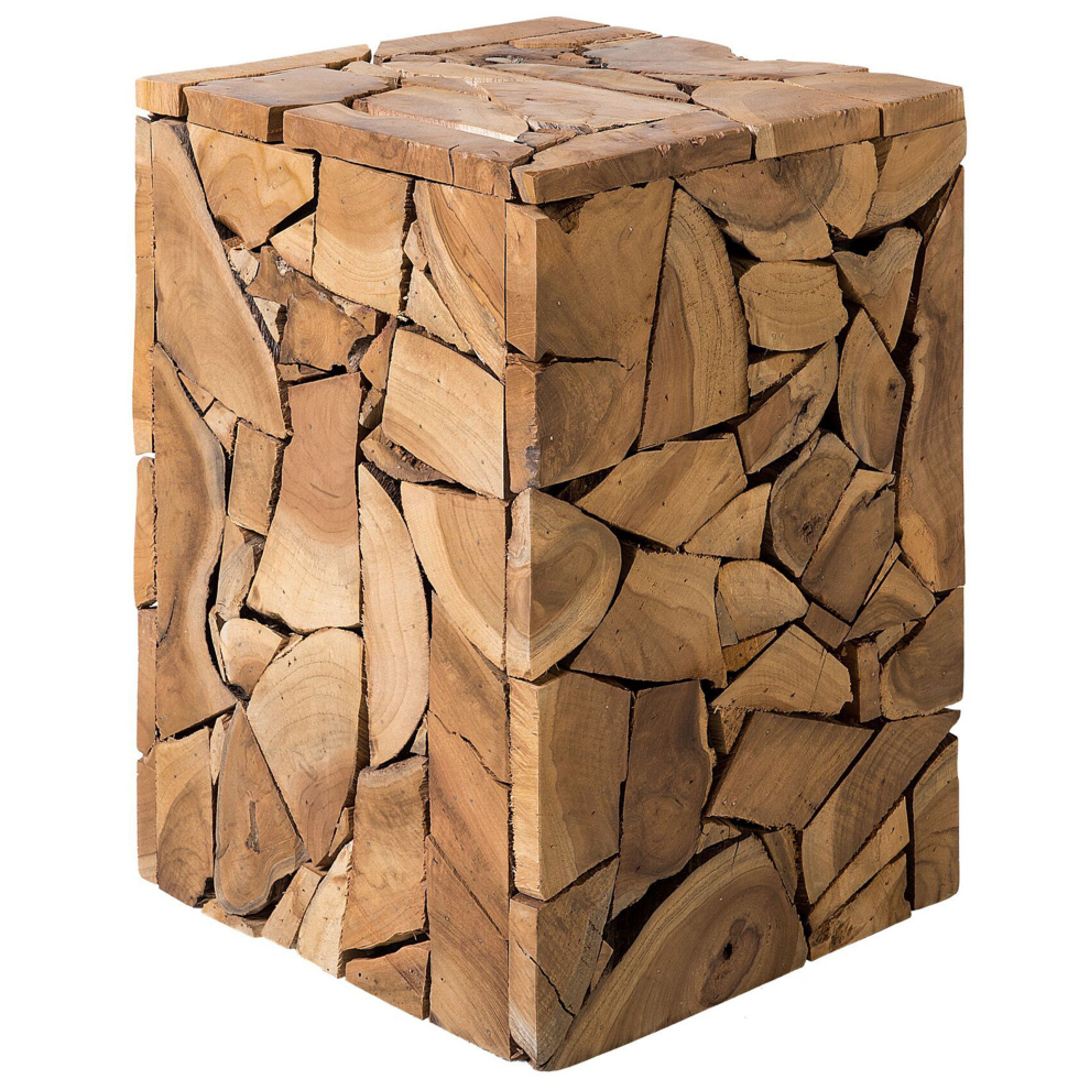 Beliani Side Table Nelson Teak Wood Brown