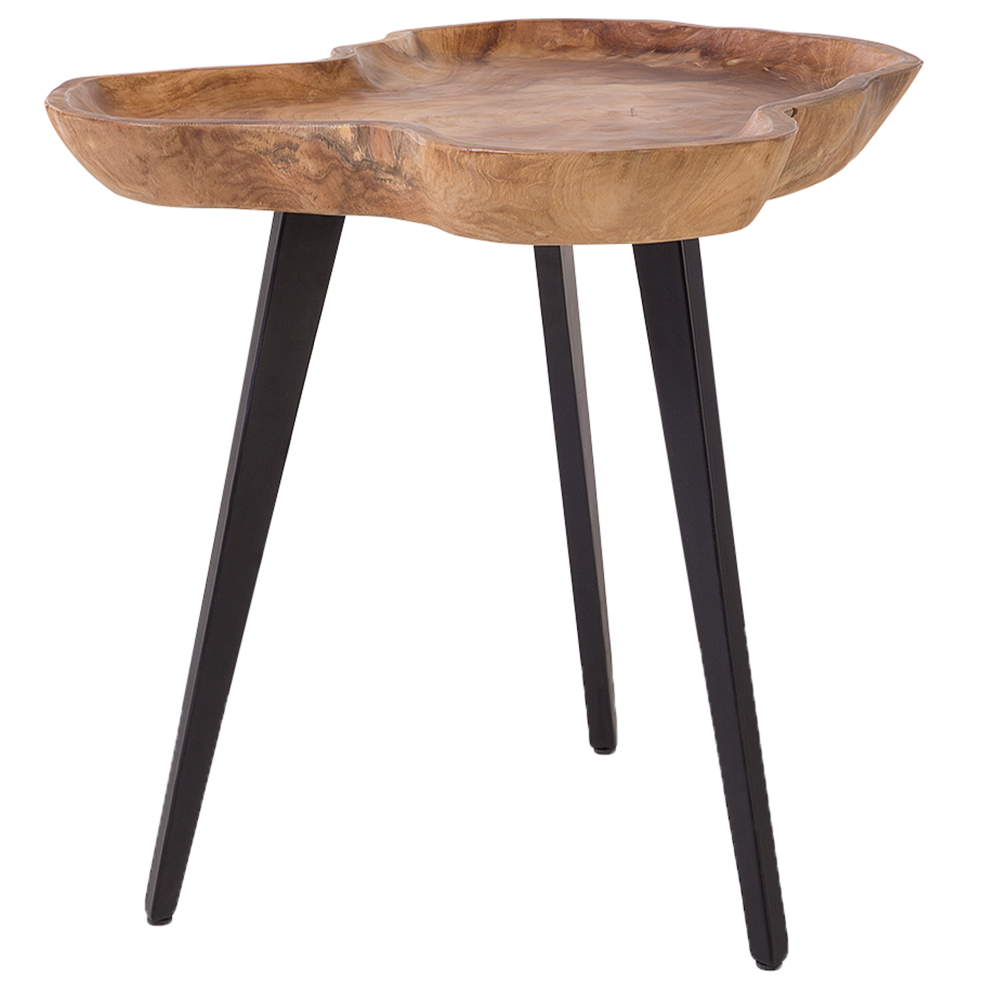 Beliani Side Table Elsa Teak Wood Brown
