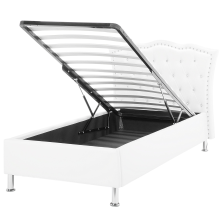 Ottoman Bed METZ Faux Leather White 90 x 200 cm (EU Single)