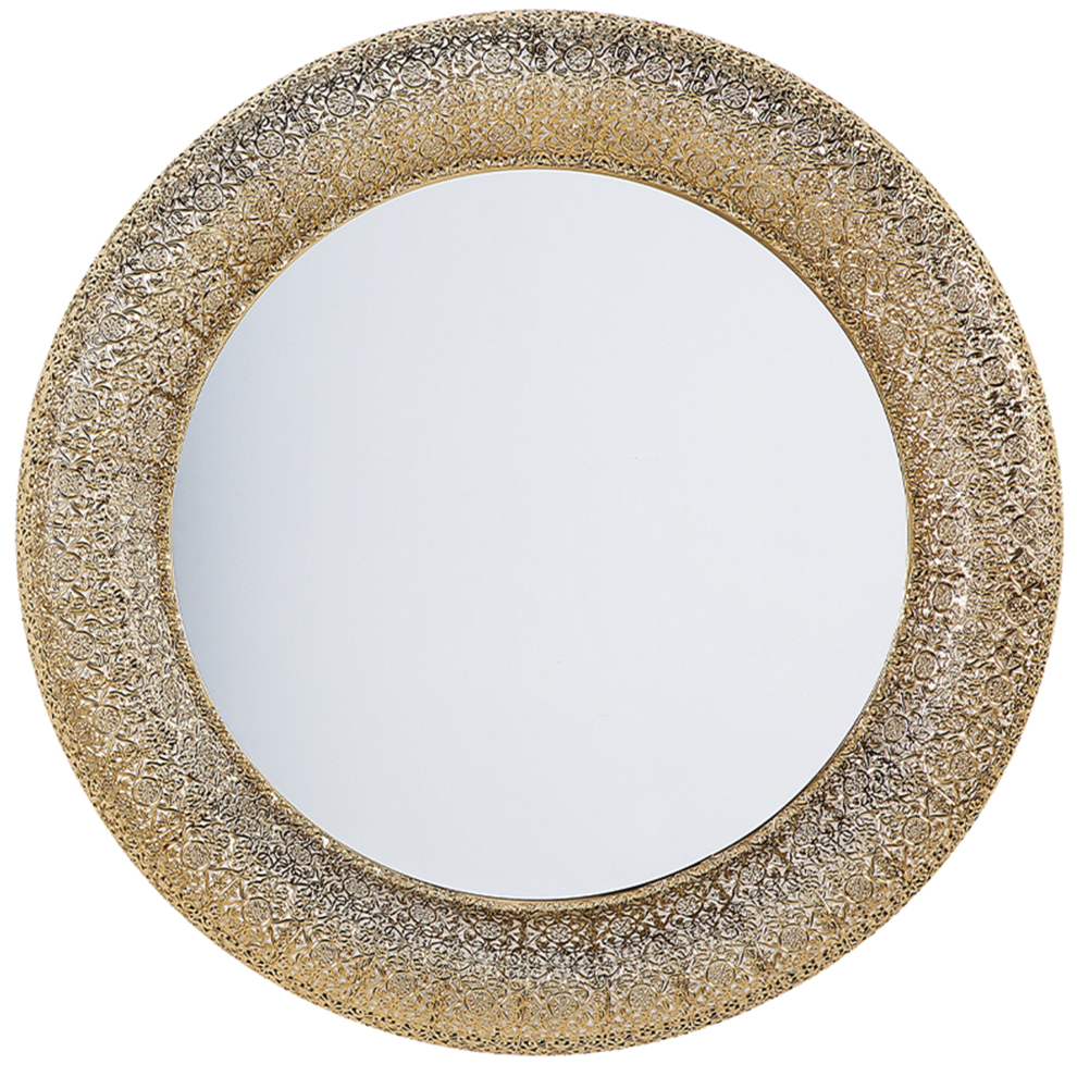 Beliani Wall Mirror Channay 80 Cm 80 Cm Metal Gold