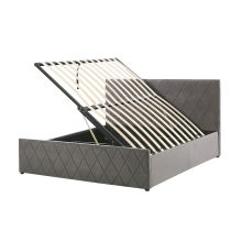 Ottoman Bed ROCHEFORT Velvet Grey 140 x 200 cm (EU Double)