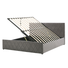 Ottoman Bed ROCHEFORT Velvet Grey 160 x 200 cm (EU King Size)