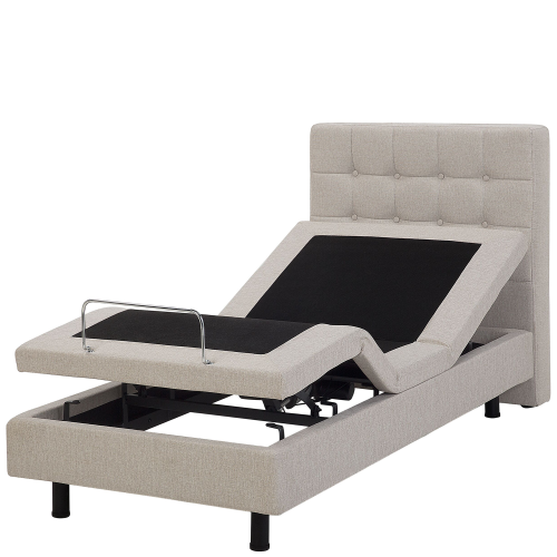 Beliani Adjustable Bed Fabric DUKE 90 x 200 cm (EU Single) Beige