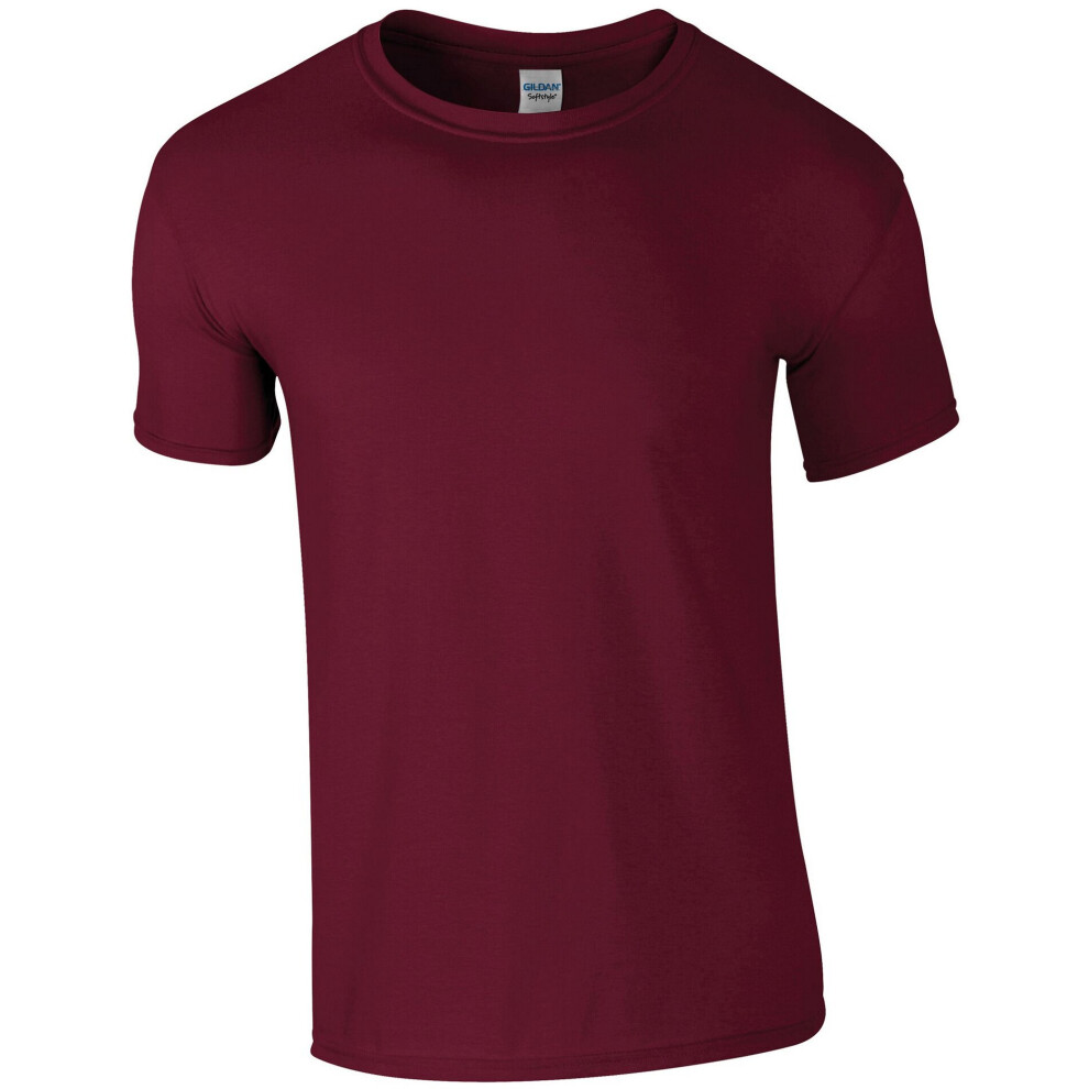 Gildan (S, Maroon) Mens Soft Style Ringspun T Shirt